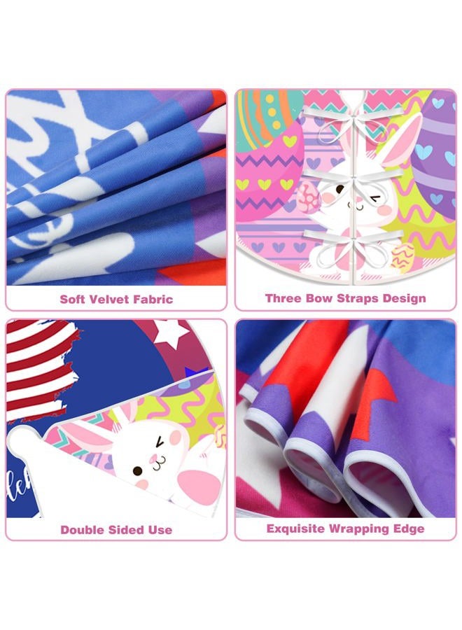 Sozize 36 Inch Easter Day Tree Skirt Double-Sided Print Mat Easter Egg Bunny American Flag 4th of July Independence Day Christmas Tree Skirt for Holiday Party Decoration - Image 4