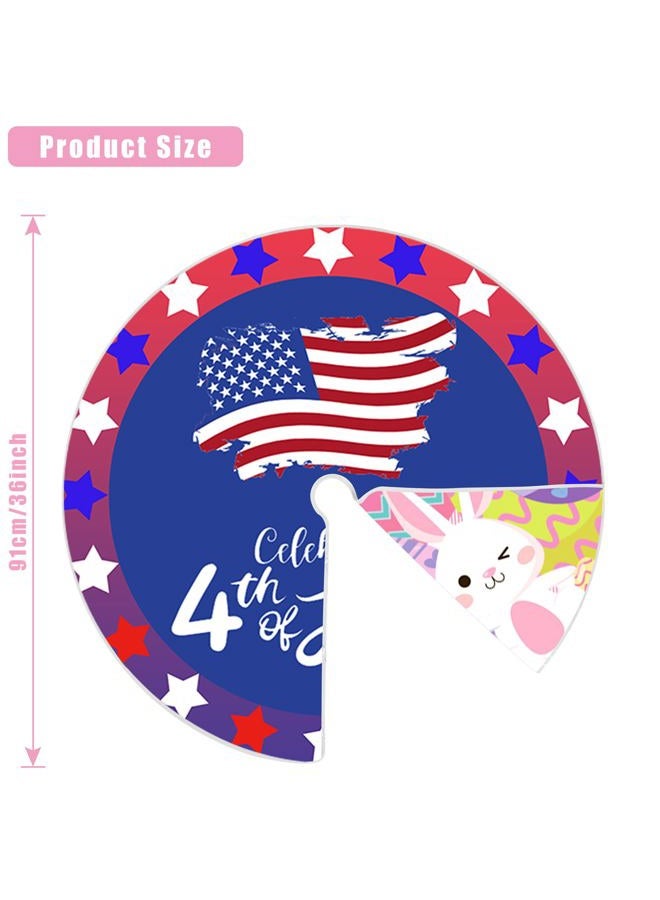Sozize 36 Inch Easter Day Tree Skirt Double-Sided Print Mat Easter Egg Bunny American Flag 4th of July Independence Day Christmas Tree Skirt for Holiday Party Decoration - Image 3