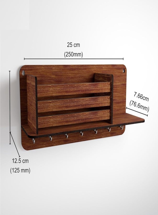 EXPRO Wall Mounted Key Holder for Home | Wooden Key Holder for Wall | Key Chain Holders | 7 Hooks with Storage Shelf with Planter - Image 3