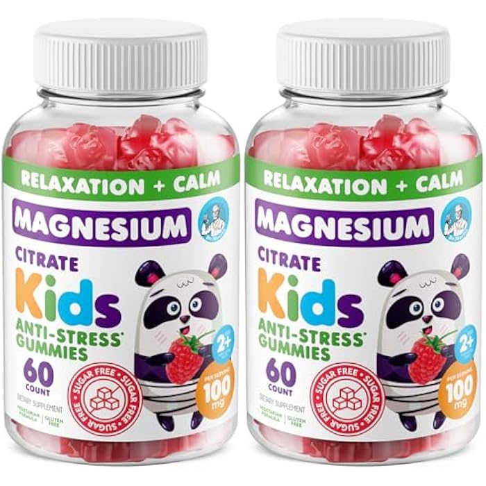 DR. MORITZ Sugar-Free Calm Magnesium Gummies for Kids and Adults - Non-GMO Magnesium Citrate Gummies - Raspberry Flavor - 2-Pack (60 Count) - Image 1