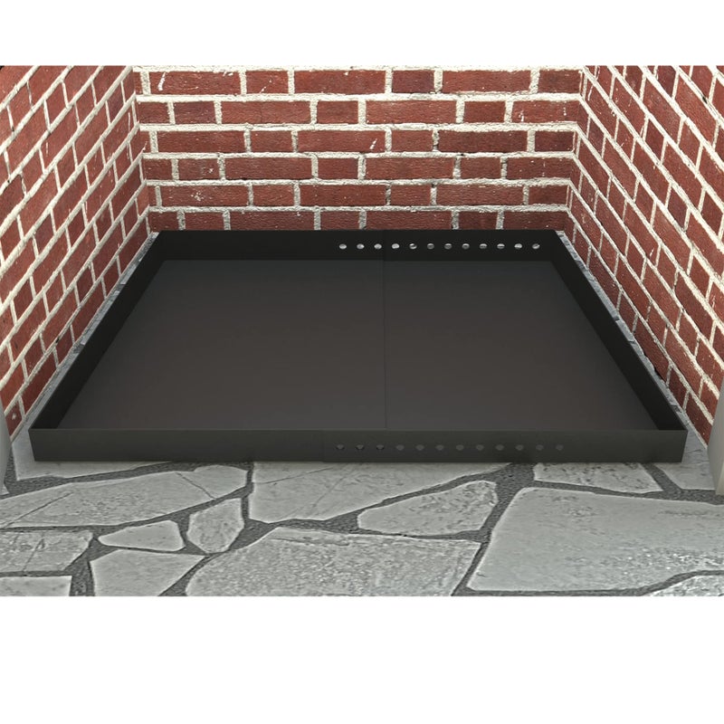 Flehomo صينية مدفأة فليهوما القابلة للتعديل مع وعاء رماد قابل للتوسيع لجمع الرماد حاملة جمر من الفولاذ المجلفن مع طلاء مسحوقي مع المكسرات والصواميل متضمنة شكل شبه منحرف أسود