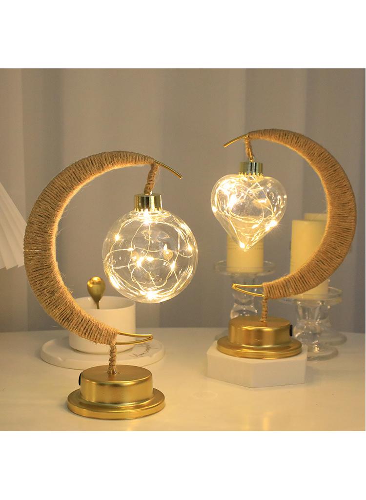 ديكور رمضاني رائع، ضوء ليلي LED على شكل قمر بدون بطارية، أصفر-D - Image 3