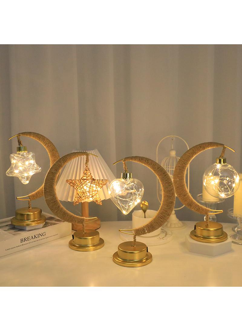 ديكور رمضاني رائع، ضوء ليلي LED على شكل قمر بدون بطارية، أصفر-D - Image 4