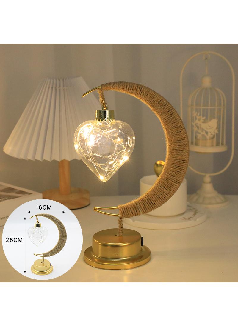 ديكور رمضاني رائع، ضوء ليلي LED على شكل قمر بدون بطارية، أصفر-D - Image 2