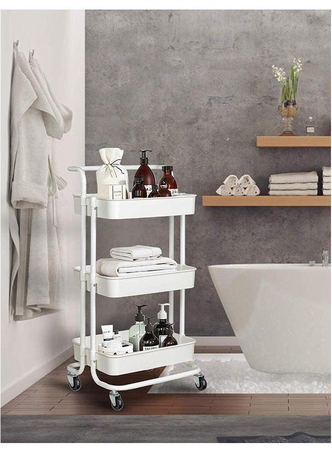 Multi-Purpose Bathroom Organizer Trolley White  - Image 3
