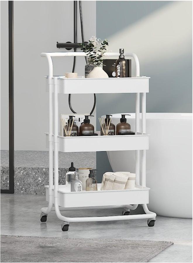 Multi-Purpose Bathroom Organizer Trolley White  - Image 1