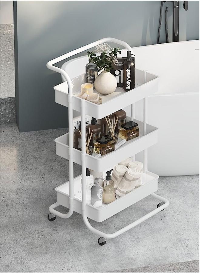 Multi-Purpose Bathroom Organizer Trolley White  - Image 2