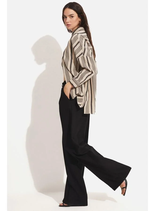 JUNE June Pleated Detailed Loose Cut Trouser Black