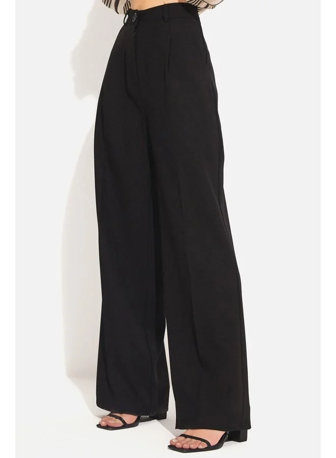 JUNE June Pleated Detailed Loose Cut Trouser Black