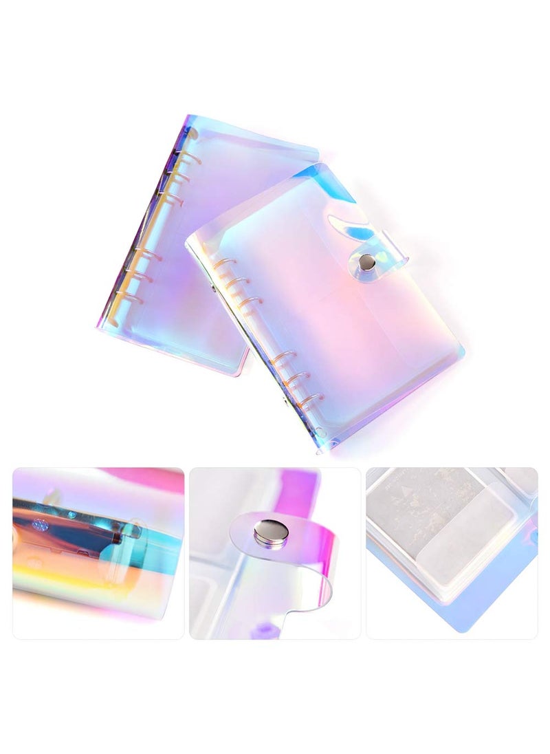 Rolabling 16 Slots Laser Rainbow Nail Art Storage Bag Stamping Plate Holder Nail Plate Organizer Template Case Removable 