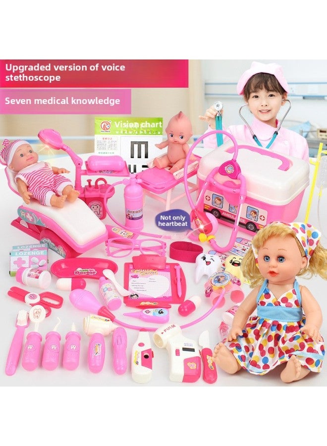 Play House Girl Stall Toy Children Doctor Suit Nurse Medical Equipment Oxygen Suction Toolbox Delivery-Color:38-piece Medical Equipment-pink - Image 3