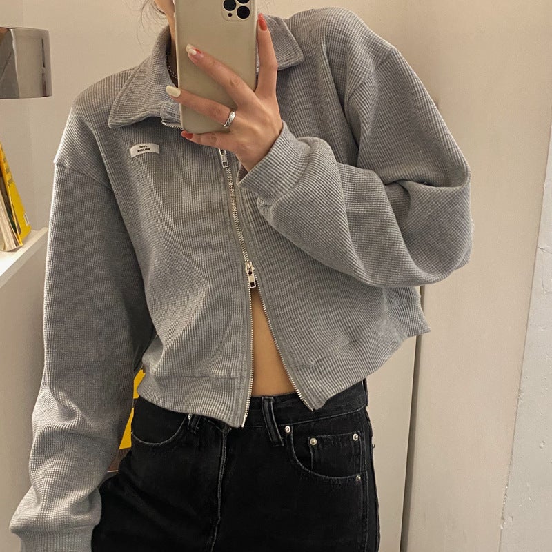 Womens Zip Hoodie Lightweight Spring Autumn Black  - Image 4