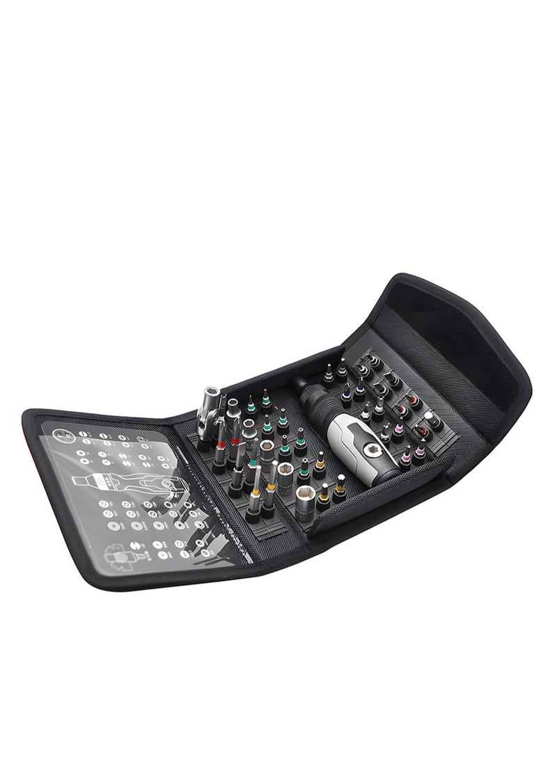 SYOSI Screwdriver Set, Magnetic Ratchet Screwdriver Set, 41 in 1 Multi-bit Ratchet Screw Drivers, Slotted/Philips/Torx/Hex, with Portable Storage Bag for computer/Bike/Car/Electronics/Maintenance - Image 1