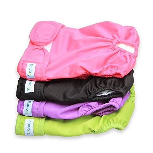 Teamoy 4pcs Washable Female Dog Diapers, Reusable Doggie Diaper Wraps for Female Dogs, Super-Absorbent and Comfortable, Medium - Image 1