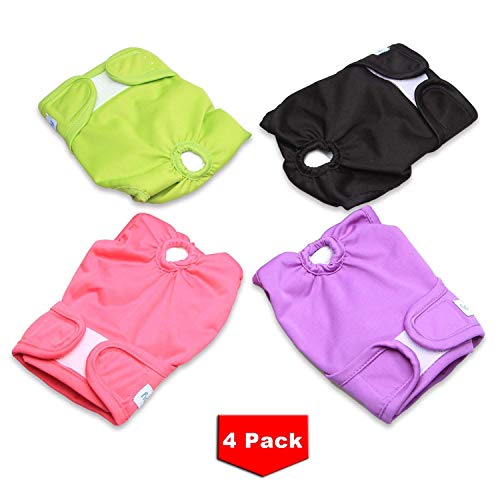 Teamoy 4pcs Washable Female Dog Diapers, Reusable Doggie Diaper Wraps for Female Dogs, Super-Absorbent and Comfortable, Medium - Image 2