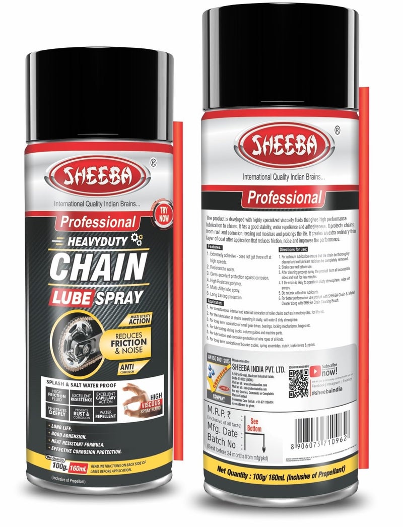 SHEEBA Bike Chain Lube Spray I Heavy Duty - High Friction Fluid I Lubricates-Reduces Friction and Noise I Anti Corrosion I Good Adhesion - Excellent Resistance I Water Repellent I Long Life-160mL Pack - Image 2