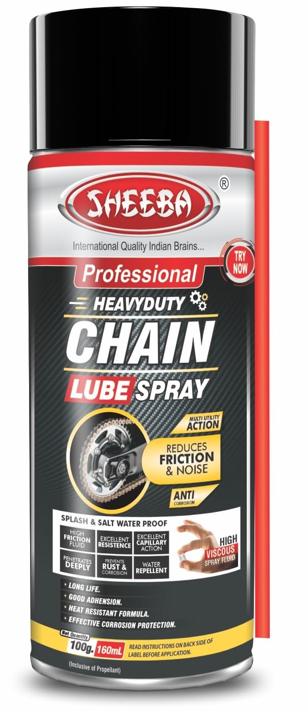 SHEEBA Bike Chain Lube Spray I Heavy Duty - High Friction Fluid I Lubricates-Reduces Friction and Noise I Anti Corrosion I Good Adhesion - Excellent Resistance I Water Repellent I Long Life-160mL Pack - Image 1