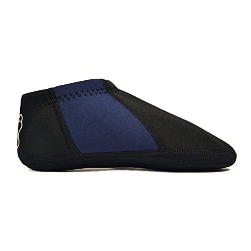 Nufoot Booties Men's Shoes, Foldable & Flexible Footwear, Fold and Go Travel Shoes, Yoga Socks, Indoor Shoes, Slippers, Black with Navy Stripes, Large - Image 1