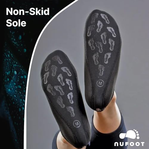 Nufoot Booties Men's Shoes, Foldable & Flexible Footwear, Fold and Go Travel Shoes, Yoga Socks, Indoor Shoes, Slippers, Black with Navy Stripes, Large - Image 5
