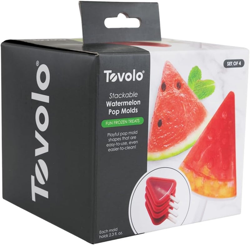 Tovolo Stackable Popsicle Molds with Sticks, 4-Pack, Watermelon Shaped Pop Molds, Reusable Ice Pop Maker for Kids, Homemade Frozen Snacks & Treats, Mess-Free Handles, BPA-Free, Dishwasher Safe - Image 2