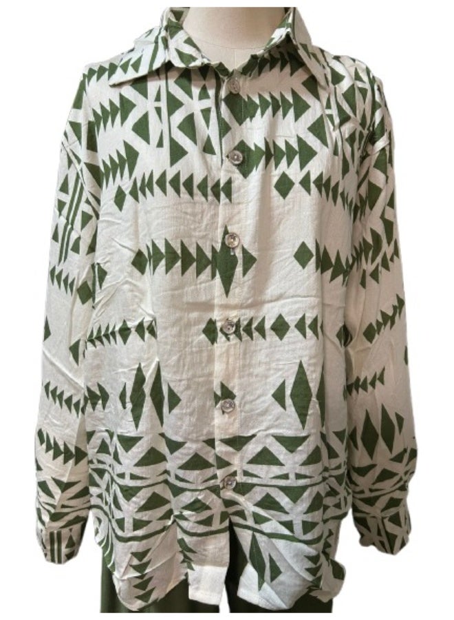 طقم قطعتين عصري من القطن والكتان، بدلة بأكمام طويلة وبنطال فضفاض، ملابس صيفية وربيعية للنساء، مقاس واحد يناسب الجميع - Image 3