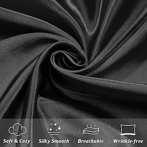 Rylan Pillow Cover RYLAN Satin Silk Pillow Cover for Hair and Skin 2 Piece with 3 Piece |Silk Pillow Covers with Envelope Closure end Design|Silk Pillow Cases 600 TC (Black) - Image 3