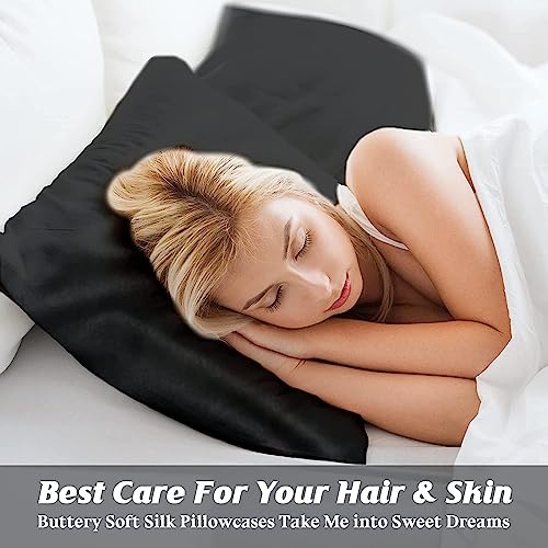 Rylan Pillow Cover RYLAN Satin Silk Pillow Cover for Hair and Skin 2 Piece with 3 Piece |Silk Pillow Covers with Envelope Closure end Design|Silk Pillow Cases 600 TC (Black) - Image 5