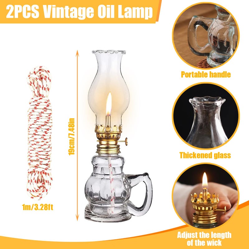 SureOBliss 4PCS Chamber Oil Lamp Glass Kerosene Oil Lamps, Vintage Oil Lamps for Indoor, Home Lighting Hurricane Lamp Clear Kerosene Lamp Lantern, Oil Lantern for Tabletop Decor - Image 5