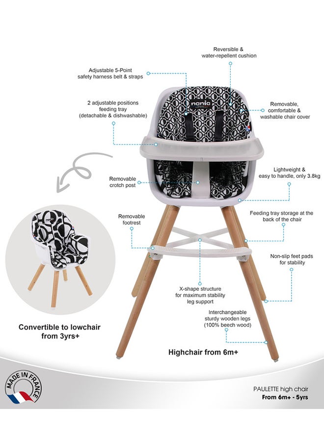 Nania - Nania 2 In 1 Paulette Highchair With Reversible Cushion - Geometric - Image 1