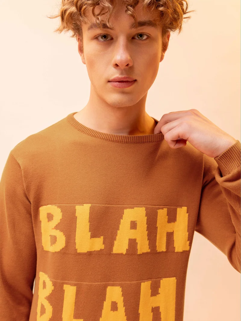 Beyoung Blah Blah Flat Knit Sweater for Men