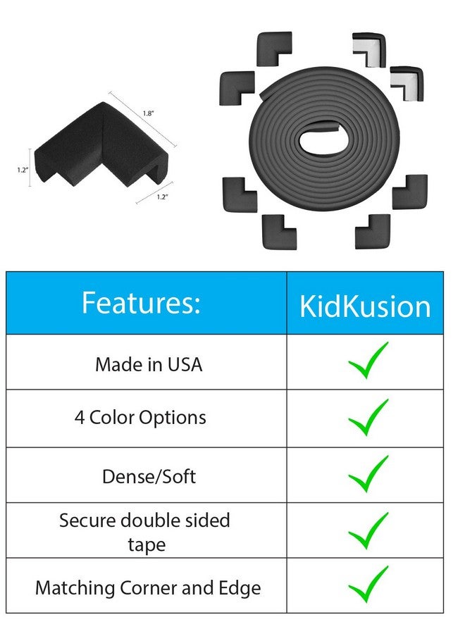 KidKusion Table Cushion | Made in USA | 20 Feet + 8 Corners | Black | Baby Proof Furniture Edge and Corner Guards - Image 3