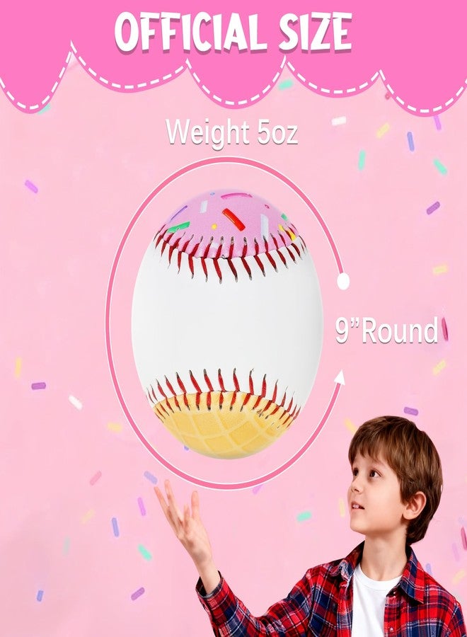AKAIXI Baseball Ball 9in Standard Size Cute Design PVC for Practice Training Hitting School League Game Tournament Graduation for Players Coach Gifts (Ice Cream Drip 2pcs) - Image 2