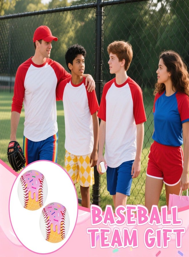 AKAIXI Baseball Ball 9in Standard Size Cute Design PVC for Practice Training Hitting School League Game Tournament Graduation for Players Coach Gifts (Ice Cream Drip 2pcs) - Image 5