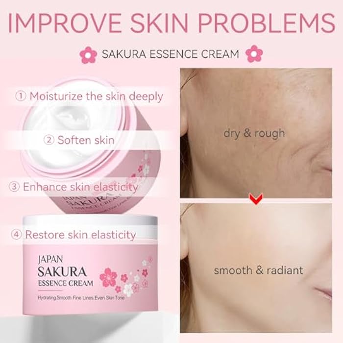 Evolvique Skincare Set Sakura Teen Girls Gifts - Skin Care Set - Skincare for Teens 10-12 Hydrating - Travel Size Facial Kit for Women with Cleanser,Serum,Cream,Bunny Headband,Cleansing Brush（5pcs） - Image 4