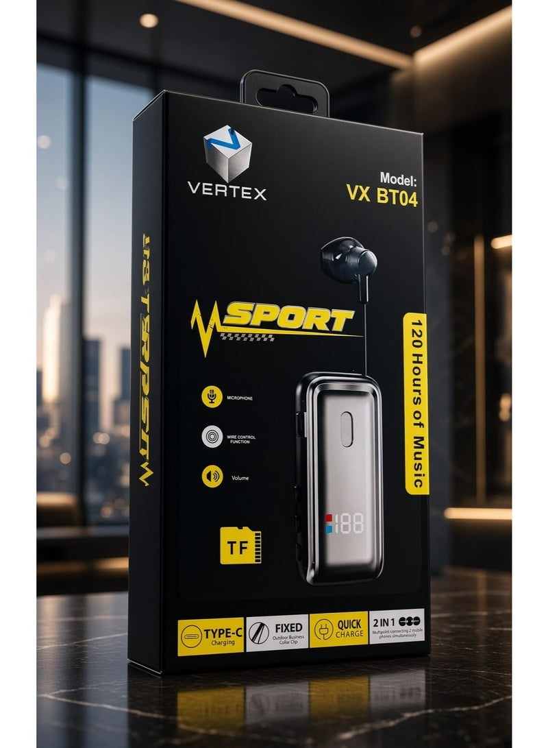 سماعة Vertex Sport الرياضية (2 في 1) - 120 ساعة تشغيل موسيقى - شحن عبر منفذ Type-C