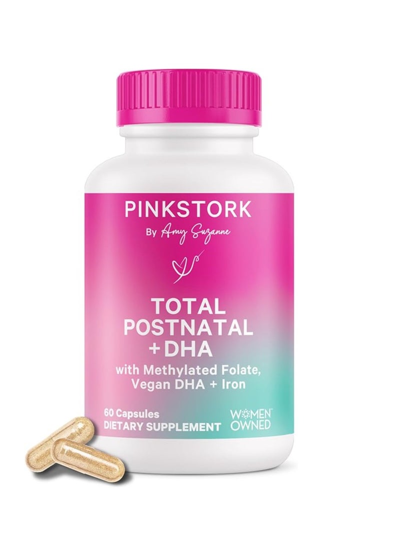 بينك ستروك إجمالي فيتامينات ما بعد الولادة للنساء مع 60 كبسولة نباتية من DHA