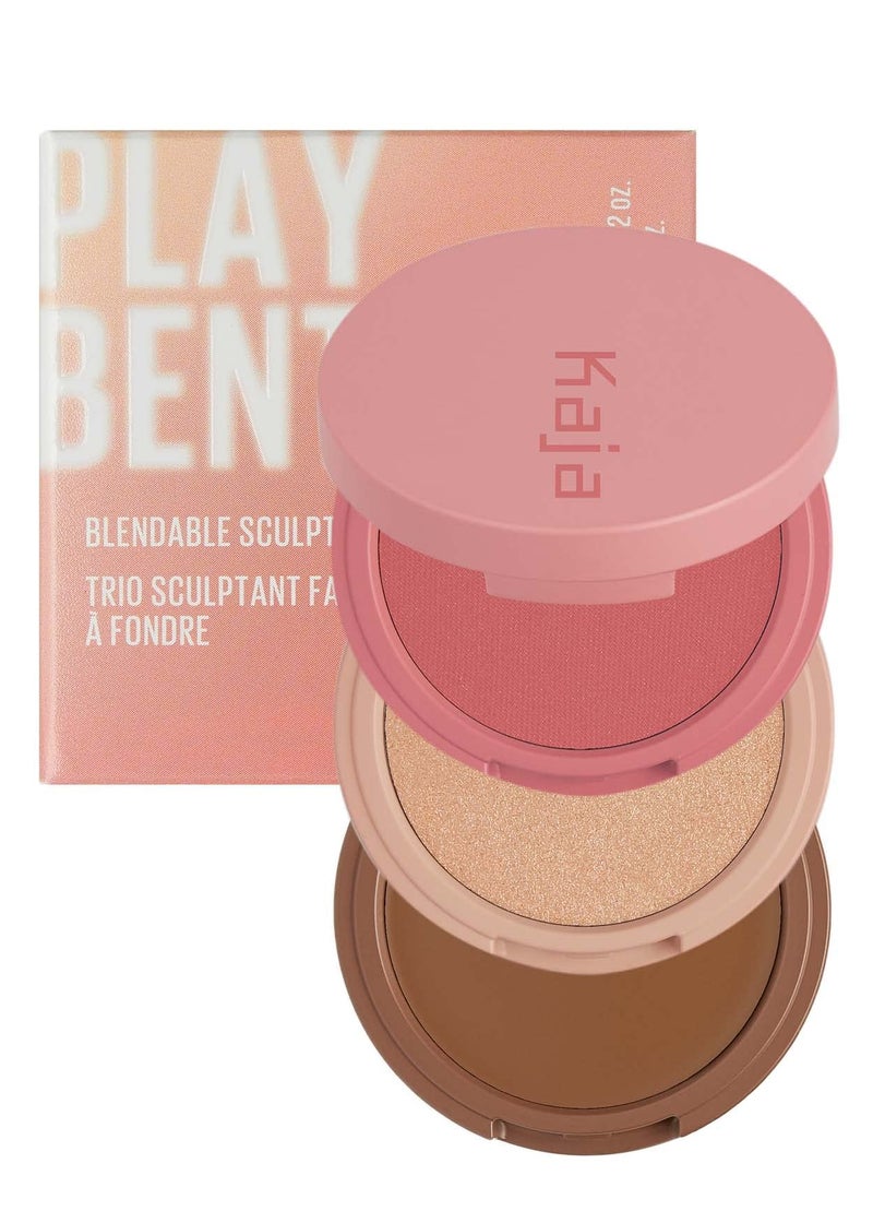 Kaja 3-in-1 Blendable Sculpting Trio - Play Bento | with Mango Seed Butter, Cream Bronzer, Powder Blush, and Highlighter, 02 Cloud Latte - Image 1