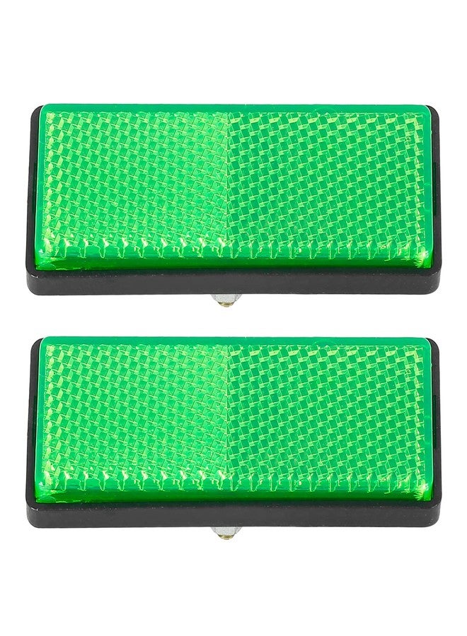 F FIERCE CYCLE Pair M5x0.8 Green Rectangle Universal Screw Mount Reflective Warning Reflector for Motorcycle Bike - Image 1