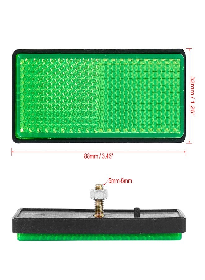 F FIERCE CYCLE Pair M5x0.8 Green Rectangle Universal Screw Mount Reflective Warning Reflector for Motorcycle Bike - Image 2