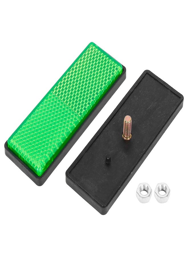 F FIERCE CYCLE Pair M5x0.8 Green Rectangle Universal Screw Mount Reflective Warning Reflector for Motorcycle Bike - Image 3