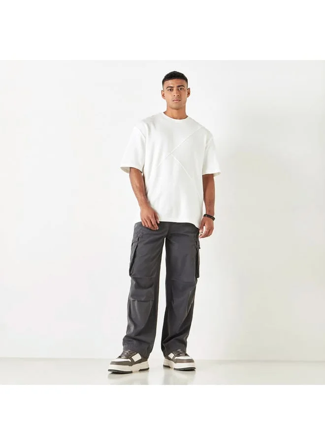 Lee Cooper Lee Cooper Solid Regular Fit Trousers with Cargo Pockets