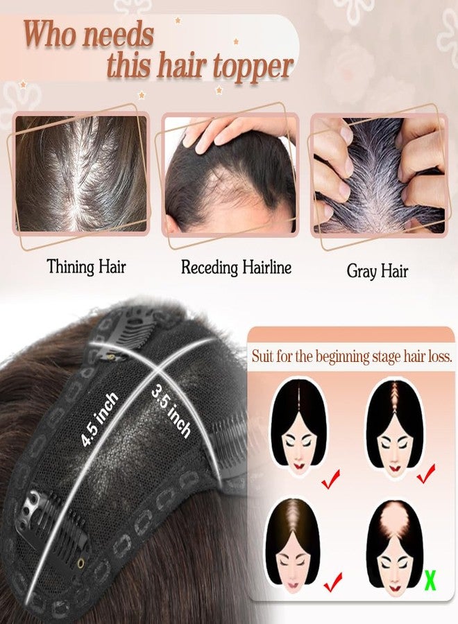 gulagula Hair Toppers for Women Real Human Hair Toppers Hairpieces for Women with Thinning hair Human Hair Toppers with Bangs - Image 4