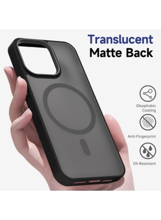 Magnetic Case for iPhone 14 Pro Compatible with MagSafe, Translucent Matte Back Slim Shockproof Phone Cover | Black - view 4