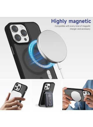 Magnetic Case for iPhone 14 Pro Compatible with MagSafe, Translucent Matte Back Slim Shockproof Phone Cover | Black - view 5