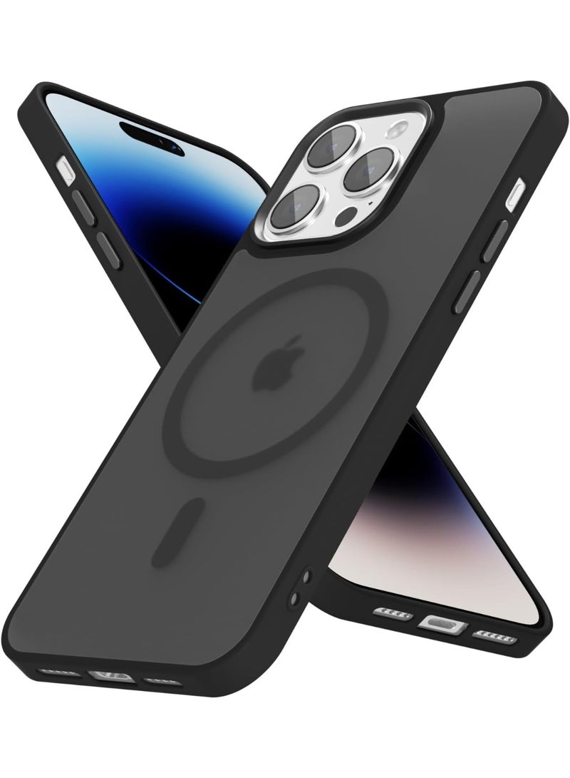 أكاليكس حافظه مغناطيسيه لهاتف ايفون 14 Pro مقاس 6.1 بوصه متوافقه مع هاتف ايفون 14 برو 6.1 ,غطاء هاتف خلفي شفاف غير لامع مقاوم للصدمات (اسود) - Image 1