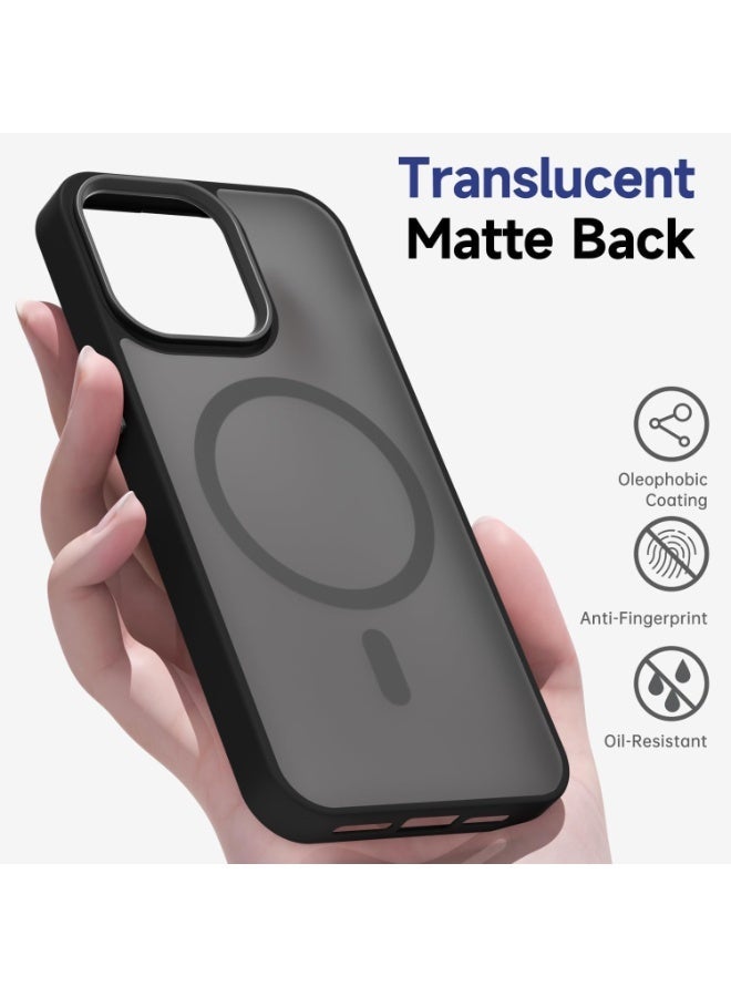 ACLIX Magnetic Case for iPhone 14 Pro Compatible with MagSafe, Translucent Matte Back Slim Shockproof Phone Cover | Black - Image 3