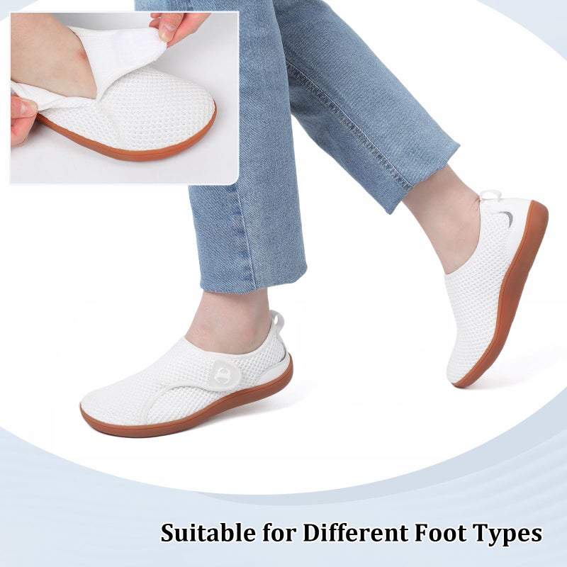 Scurtain Wide Width Barefoot Walking Shoes Hospital Nurse Shoe for Women Comfortable White Sneakers Maternity Pregnancy Bunion Neuropathy Edema Flats Shoes Size 9 - Image 5