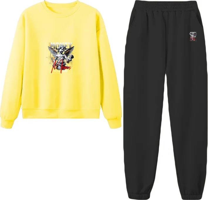 DogFish Tracksuit Set Oversize Monster Printed Tracksuit Set,lover,couple Combination Pink