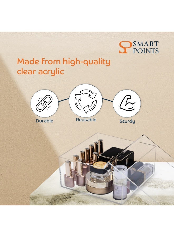 "سمارت بوينتس  " سمارت بوينتس علبة هدايا شفافة أكريليك مربعة ‎8×8×3 بوصة | صندوق عرض وتخزين شفاف للهدايا، الشوكولاتة، الورد، المكياج وتنظيم المكتب | صندوق قابل لإعادة الاستخدام مصنوع من الأكريليك الفاخر - Image 4