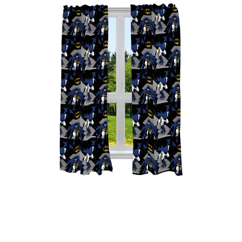 Franco Kids Room Window Curtains Drapes Set 82 in x 63 in Batman